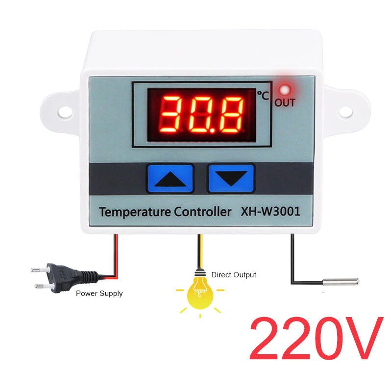 AC 220V XH-W3001 Digital Temperature Controller LED Display Thermometer Controller Supply